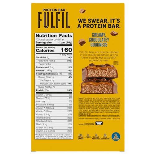 Cross-section of Fulfil bar showing coating and texture for indulgent snacking.