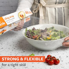 Full Circle wrap with advanced stretch grips containers securely for fresh storage.