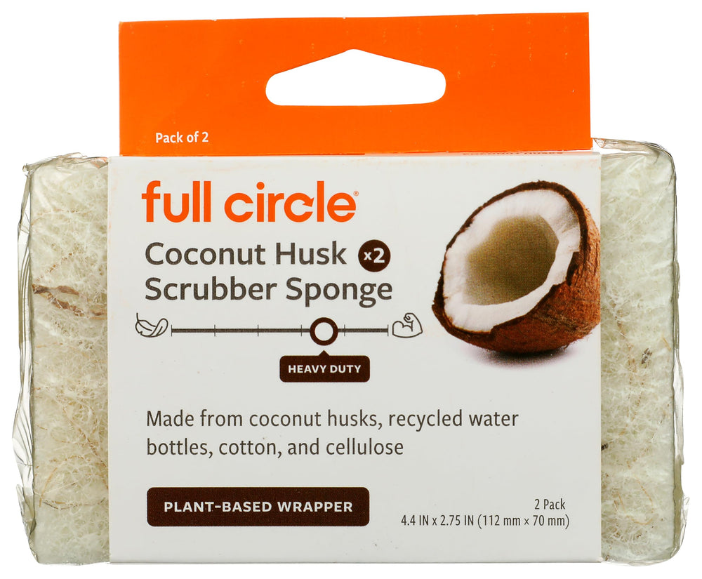 Full Circle Cleana Colada heavy-duty coconut scrubber sponge pack for powerful cleaning.