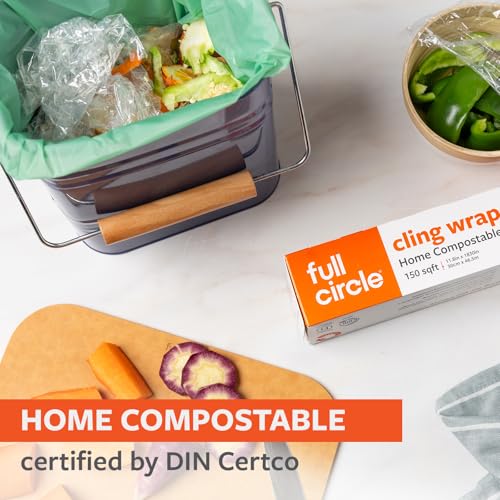Full Circle DIN CERTCO compostable wrap breaks down in home or industrial facilities.