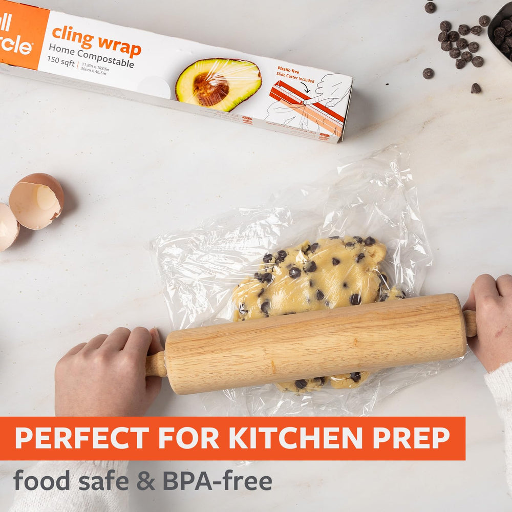 Full Circle plant-based wrap supports eco-friendly kitchen storage and recycling goals.