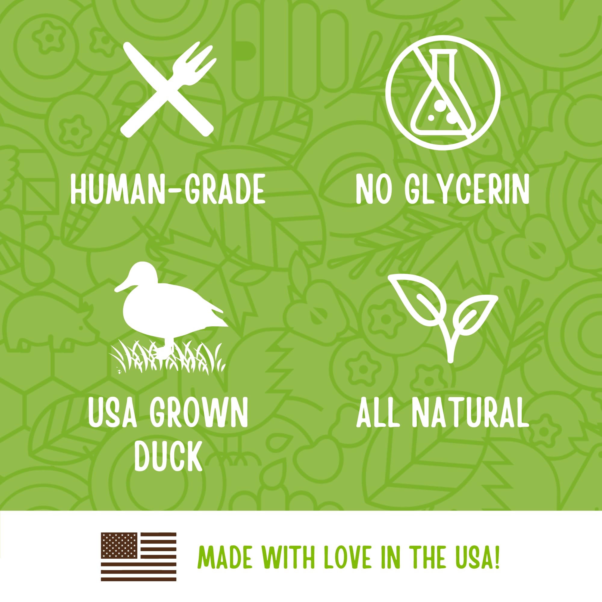 Full Moon Bâtonnets canard, label approuvé par l'USDA et fabriqué aux États-Unis.