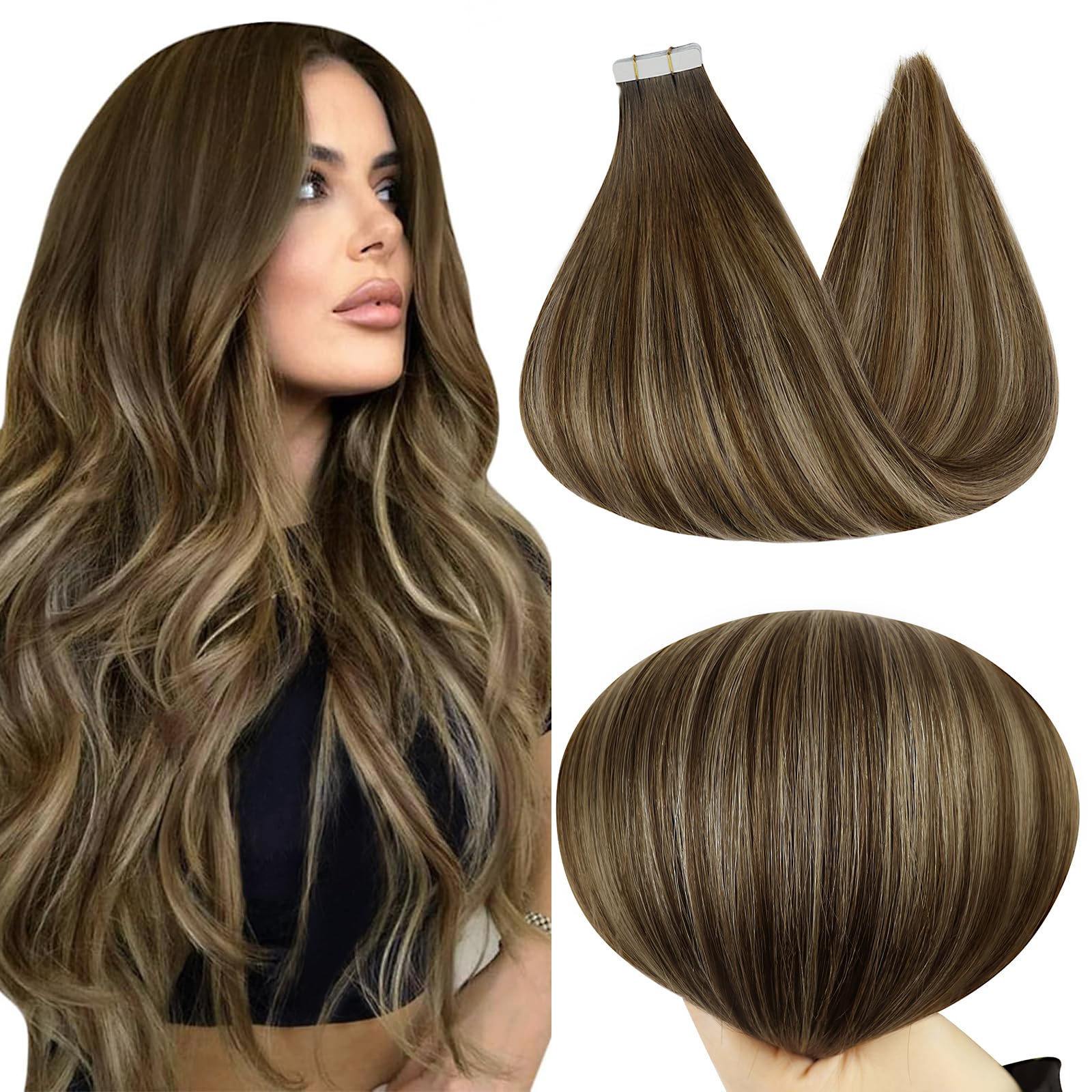 Full Shine invisible tape-in extensions close-up showing a seamless blend with natural hair