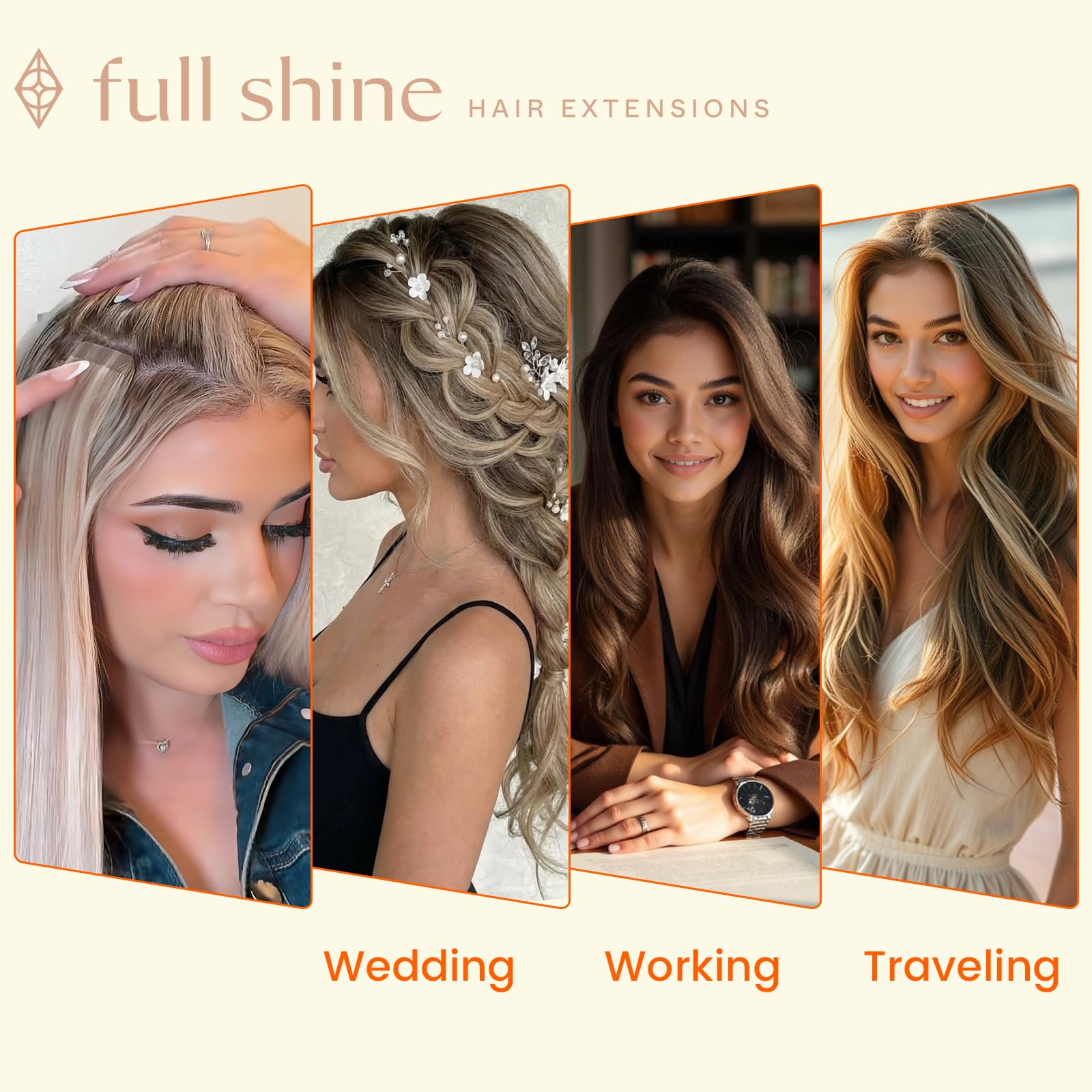 Full Shine sandwich-application of tape-in extensions demonstrating secure bond