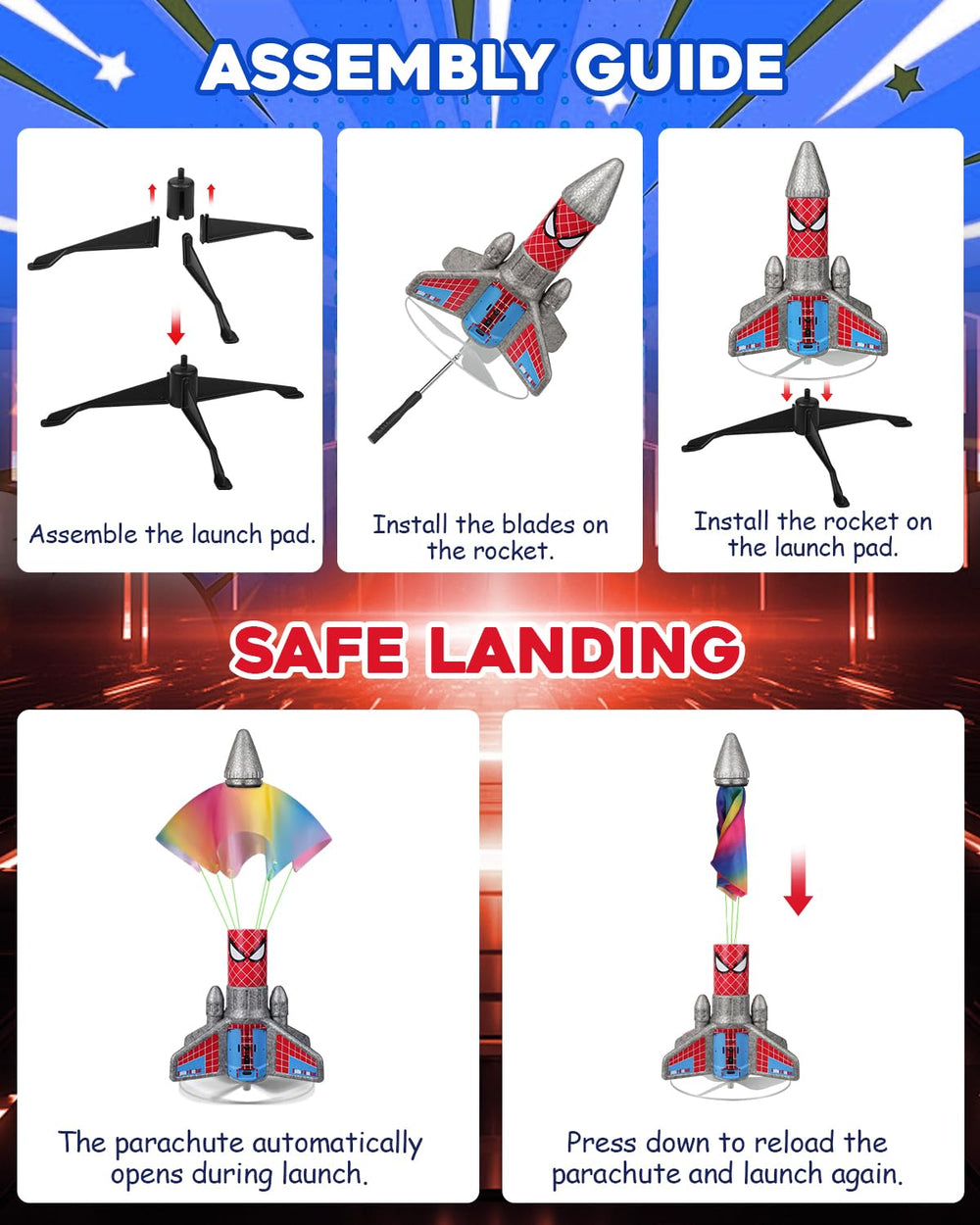 Fullware Rocket Launcher safe parachute ensures soft landings after ascent
