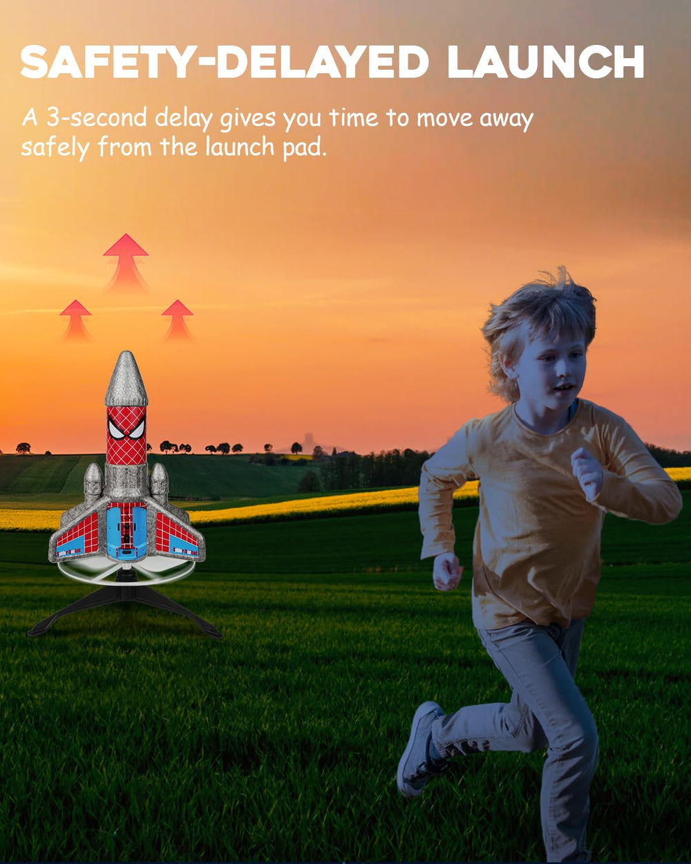 Fullware Rocket Launcher USB rechargeable battery powers multiple play sessions