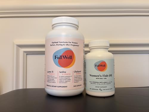 Close-up of FullWell prenatal multivitamin capsules highlighting essential nutrients