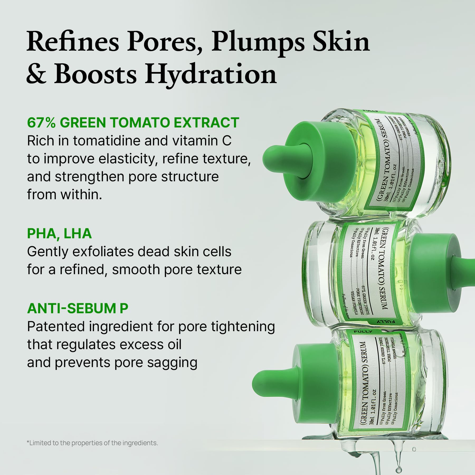 Graphic highlighting four patented botanical astringents for pore care.