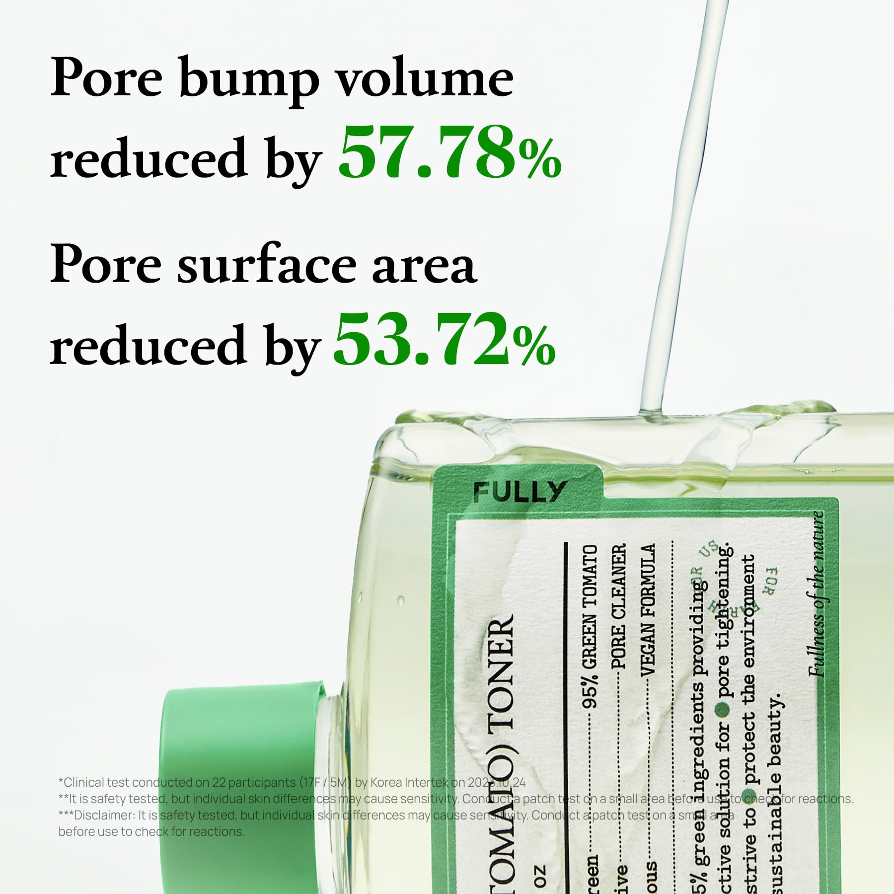 FULLY Green Tomato Toner wet texture hints at rich hydration and comfort.