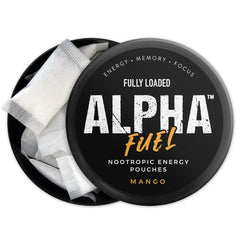 Fully Loaded Bullseye Alpha Fuel mango cans stacked for convenient daily use.