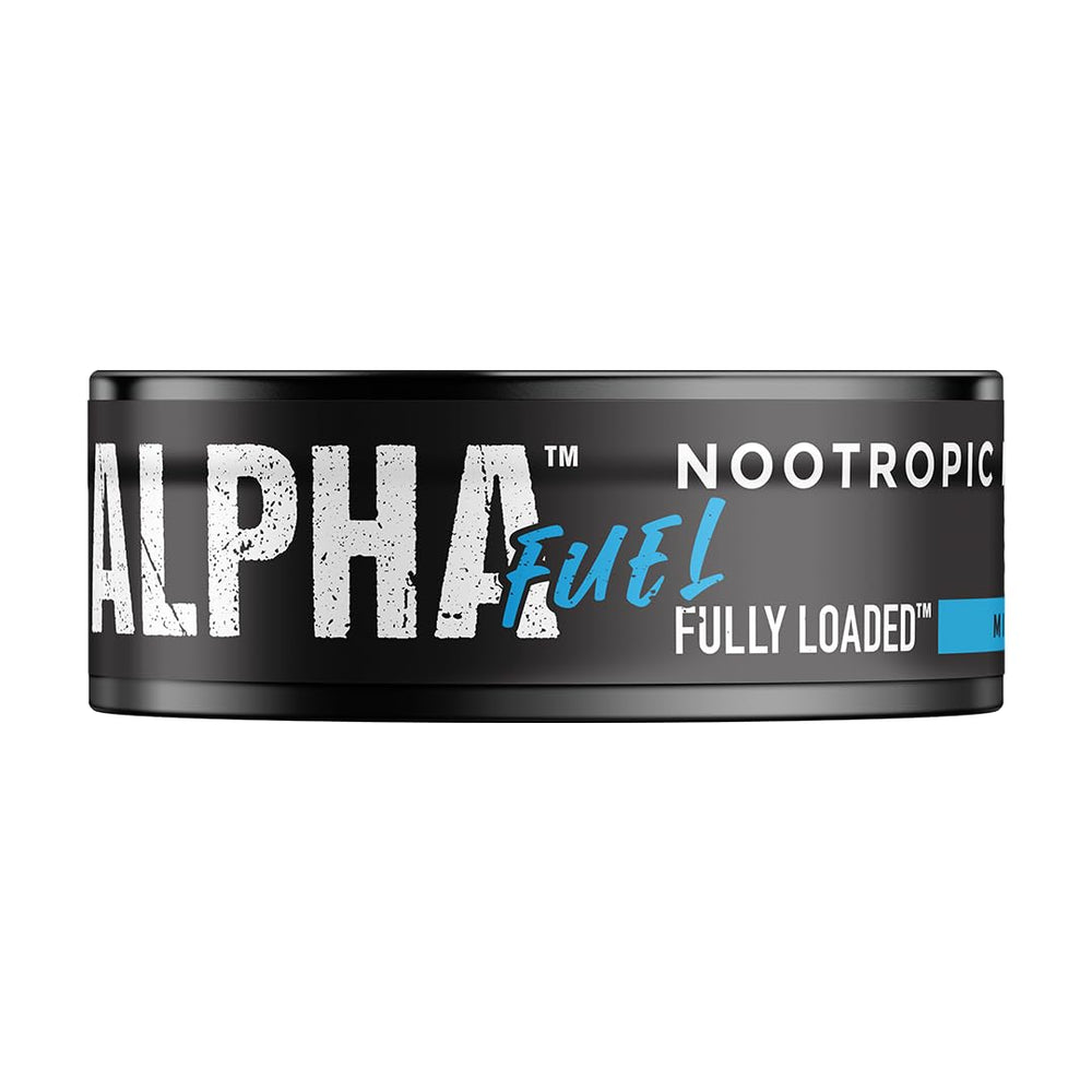 Fully Loaded Bullseye Alpha Fuel pouch close-up highlighting caffeinated nootropic blend for quick focus