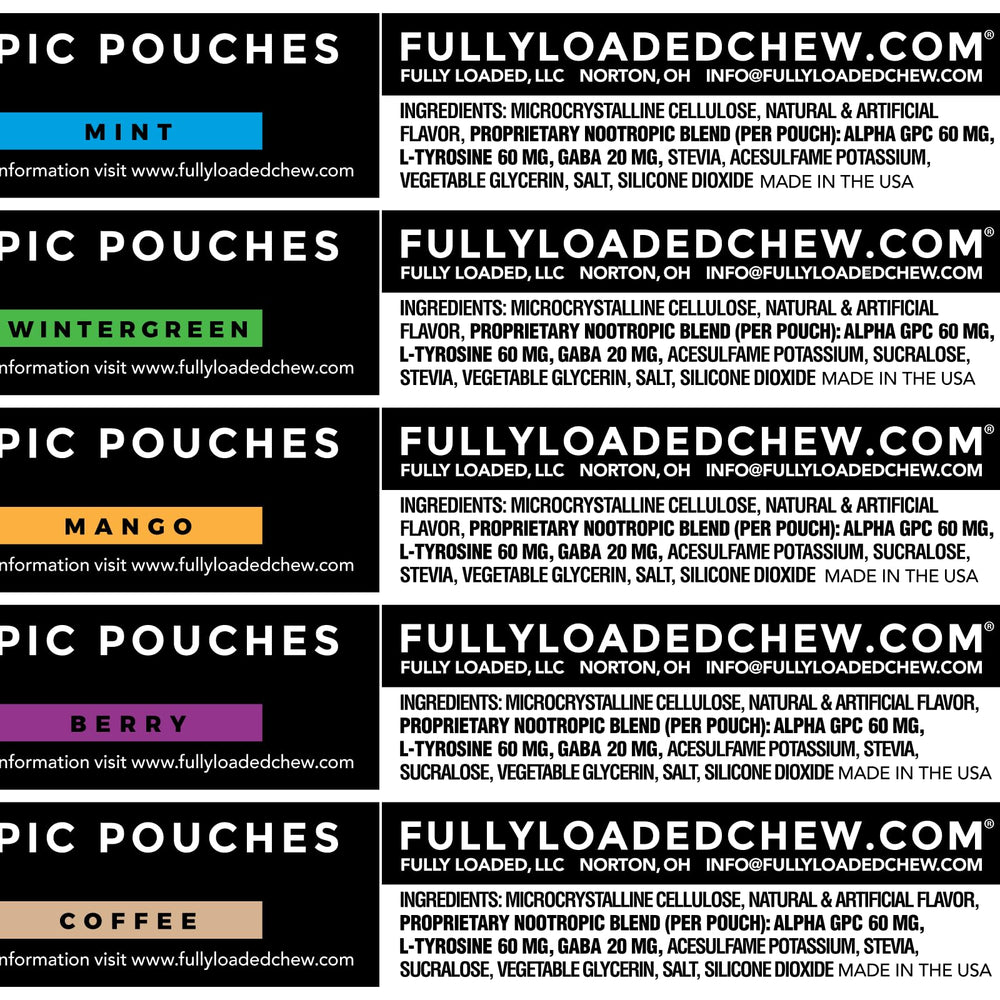 Fully Loaded Bullseye Alpha white pouch close-up highlighting quick absorption potential.
