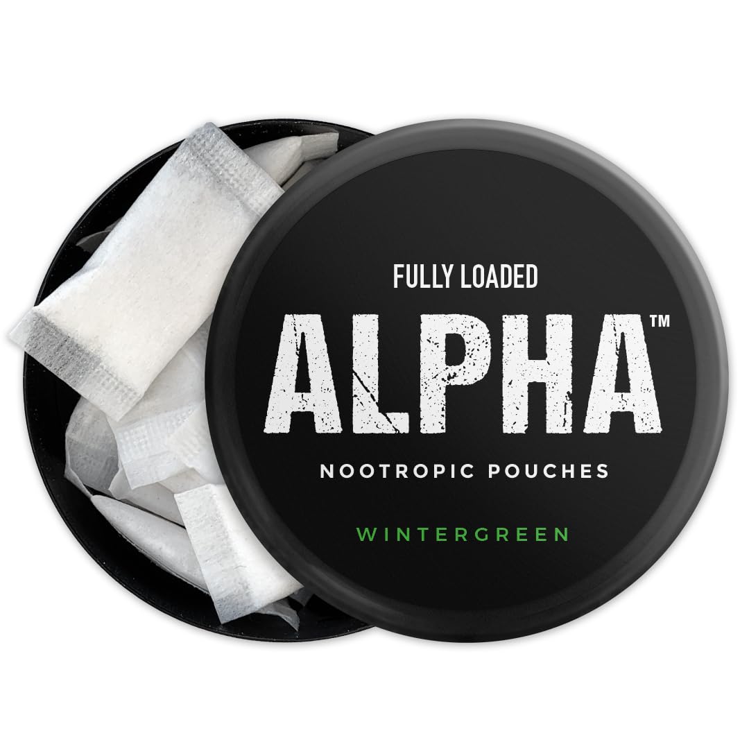 Fully Loaded Bullseye Alpha wintergreen pouch pack highlights convenient nicotine replacement.