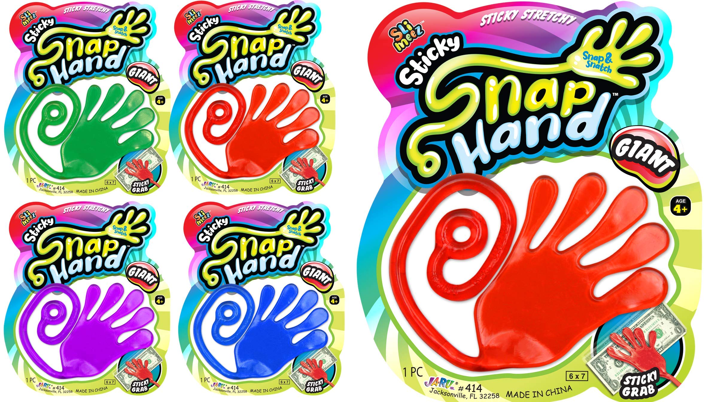 Fun a Ton Giant Snap Hands 4-pack front view, ideal party favors.