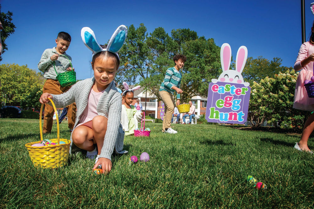 Fun Express eggs store flat for convenient reuse after Easter.