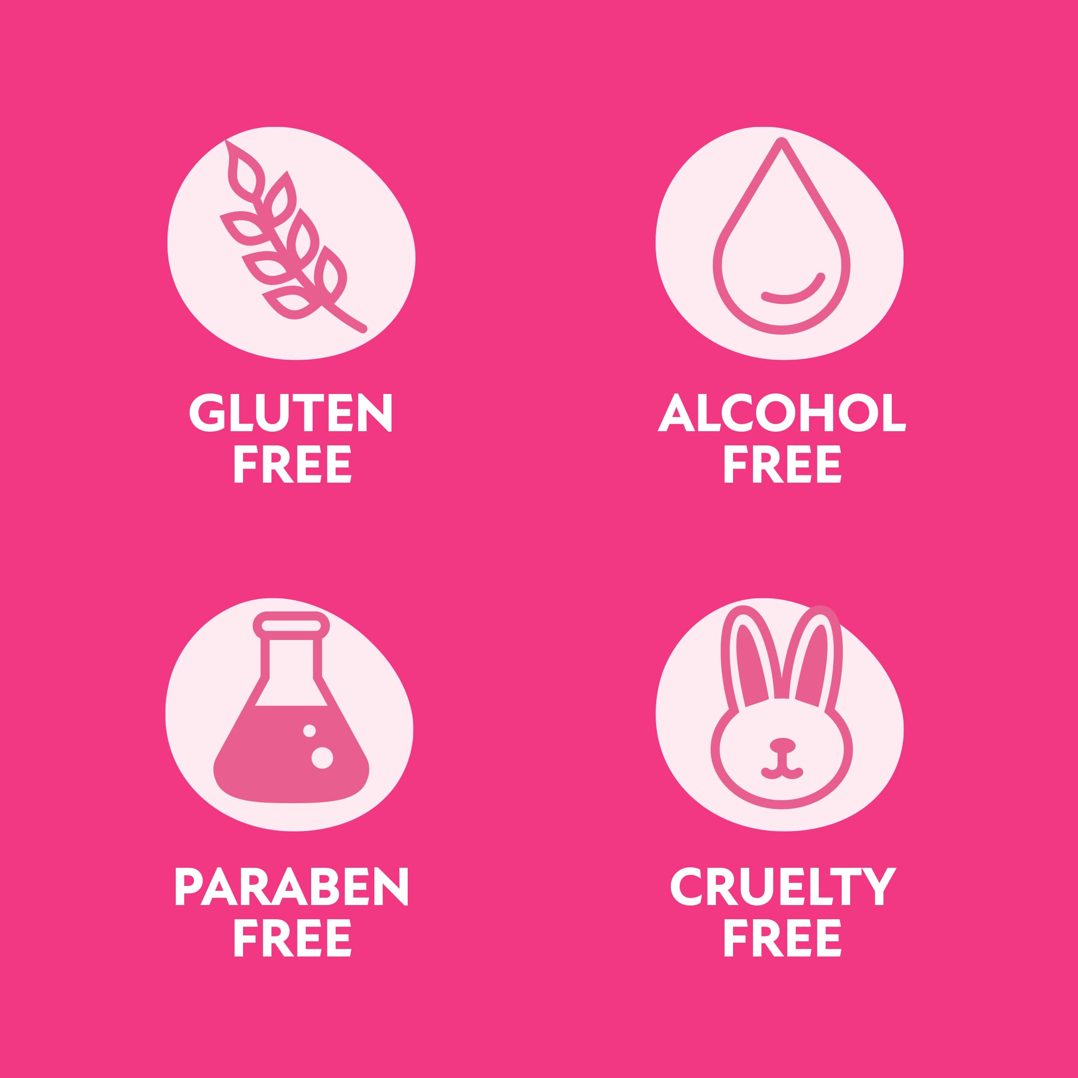 Fun In gluten-free and cruelty-free labeling signals gentle, responsible formula.