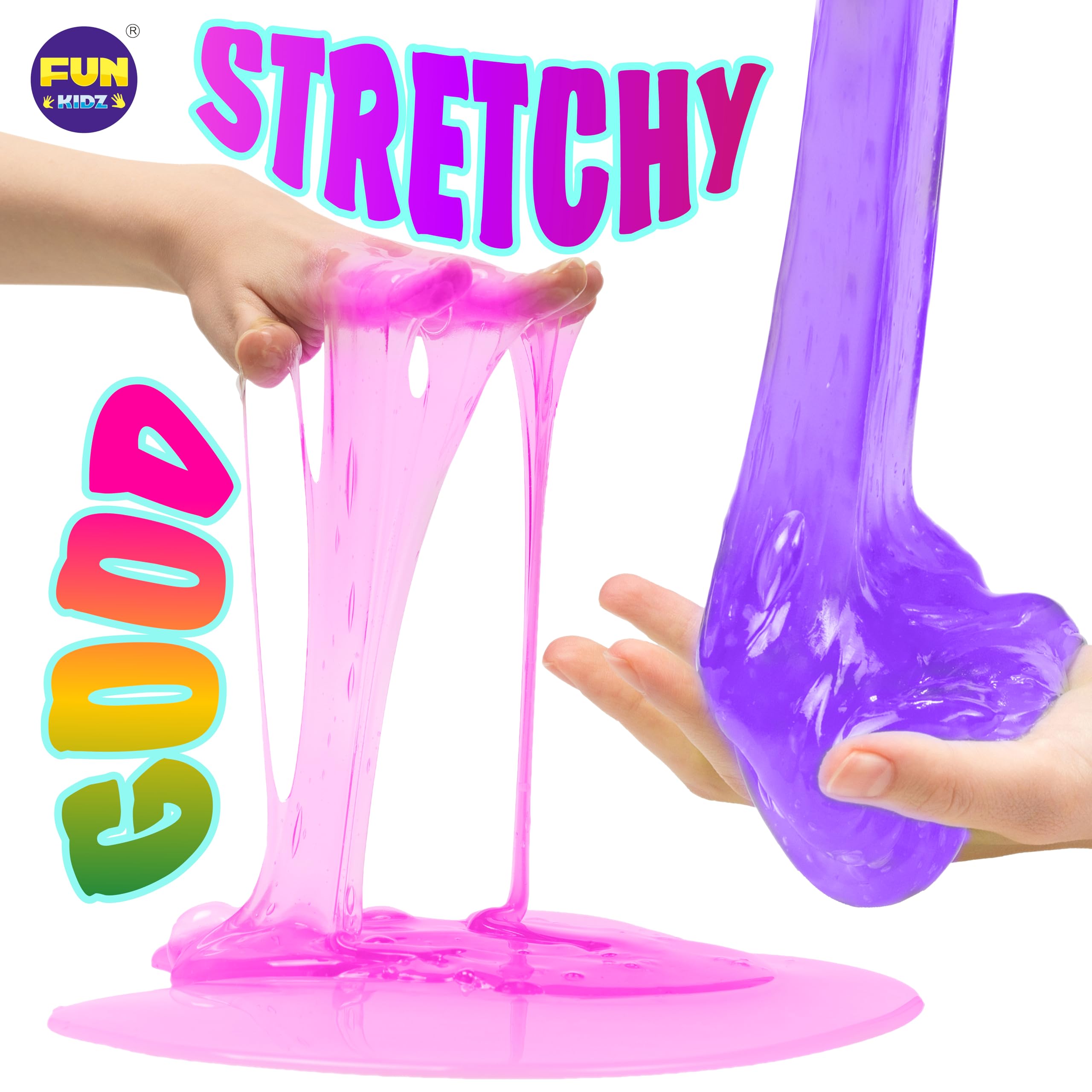 FUN KIDZ clear slime bottle displayed for transparent experiments and easy handling