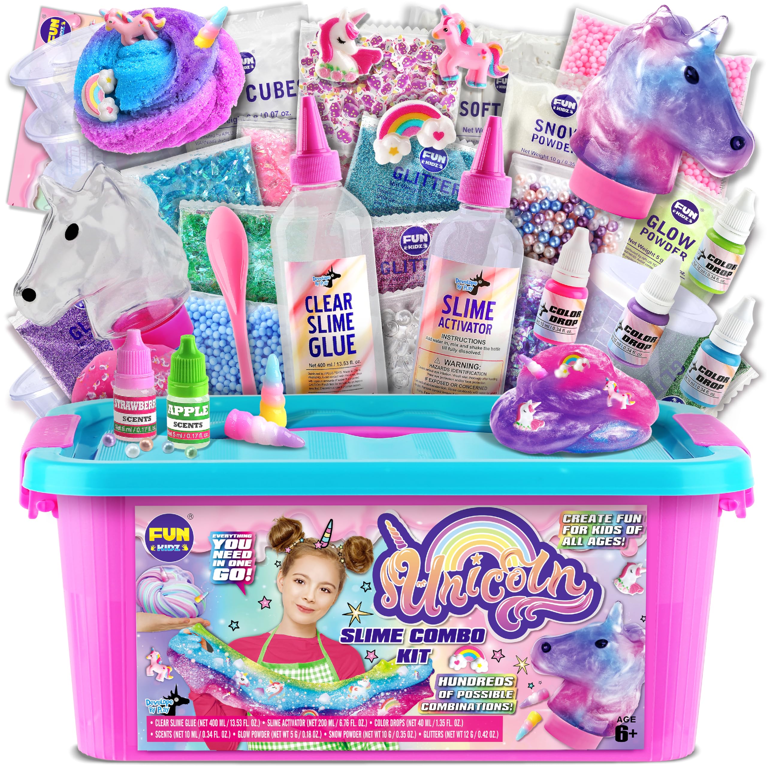FUN KIDZ Fluffy Unicorn Slime Kit box setup enables organized creative play