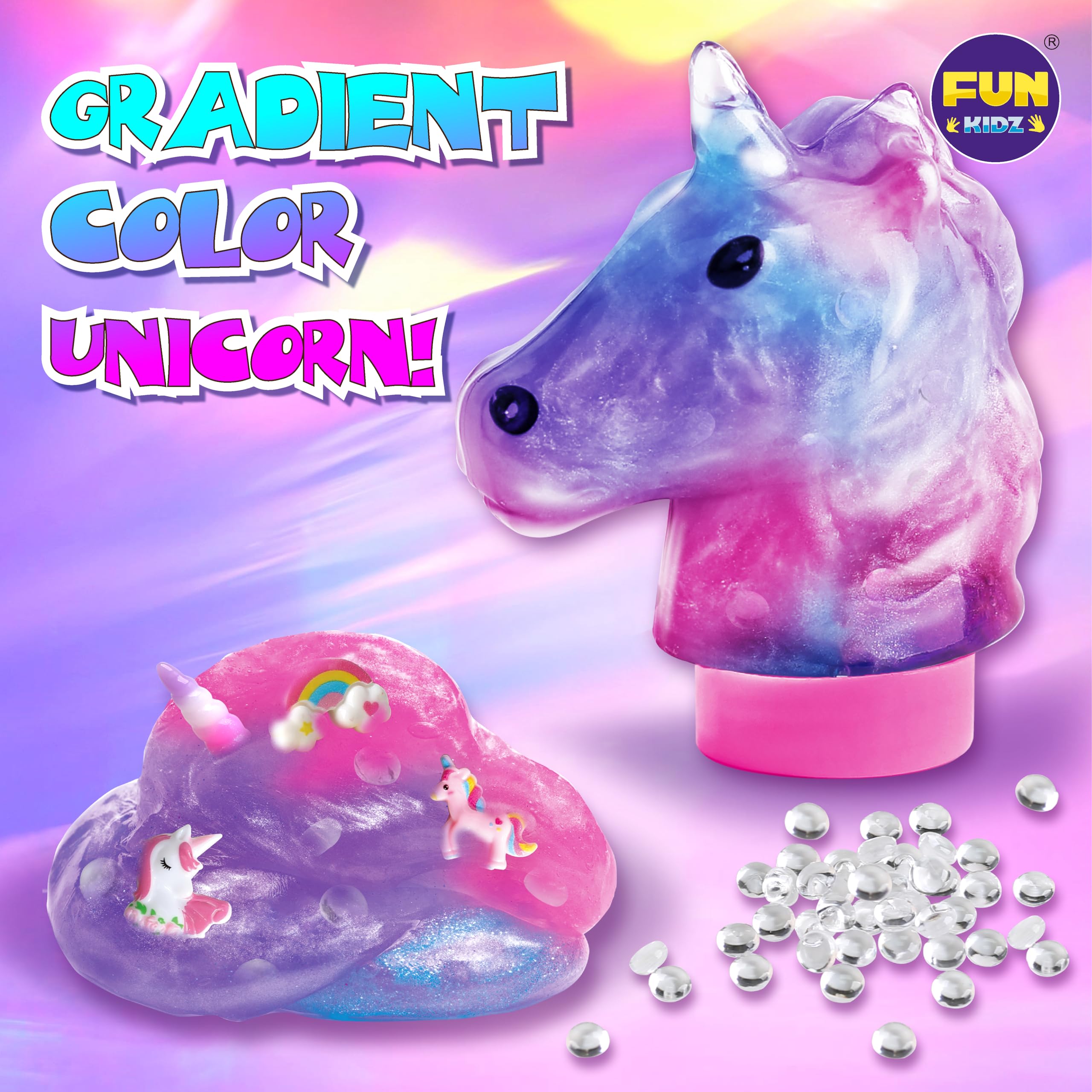FUN KIDZ glitter slime close-up reveals shimmering color and sparkle