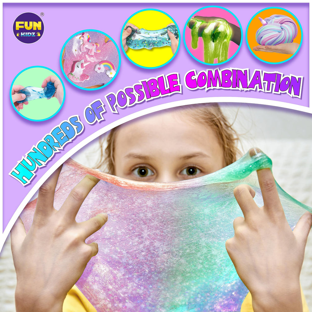FUN KIDZ snow slime texture close-up shows fluffy, snow-like consistency