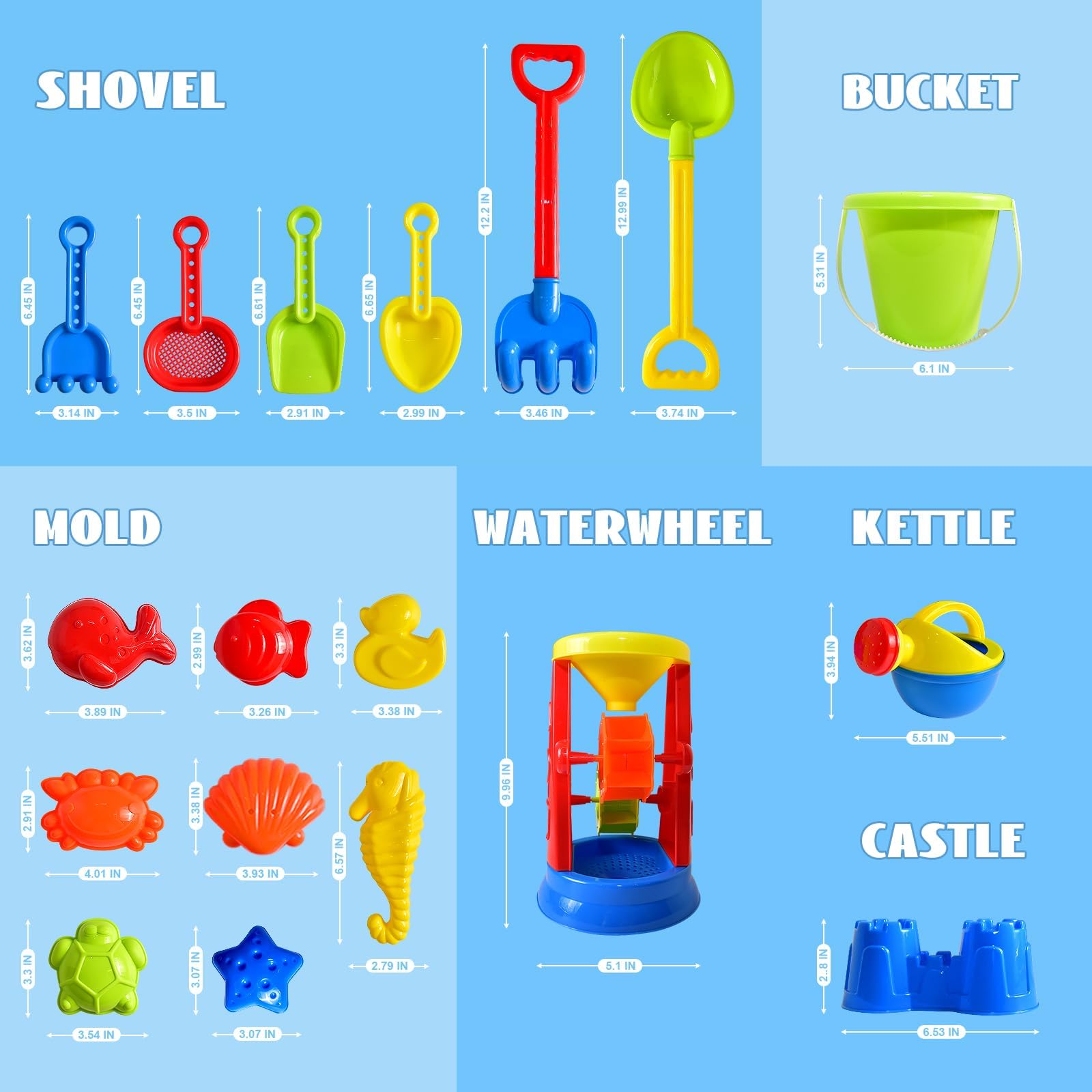 FUN LITTLE TOYS beach toys bucket offers sturdy storage for sand and water adventures.
