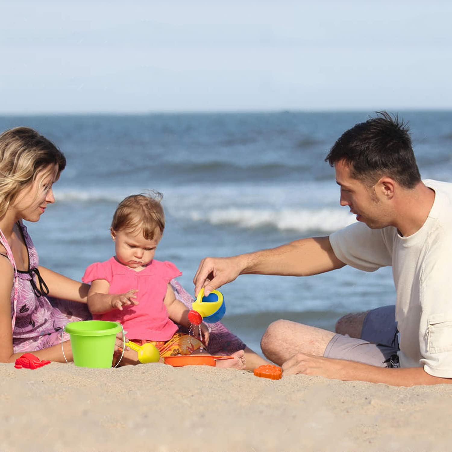 FUN LITTLE TOYS beach toys sand castle image demonstrates easy joyful constructions.