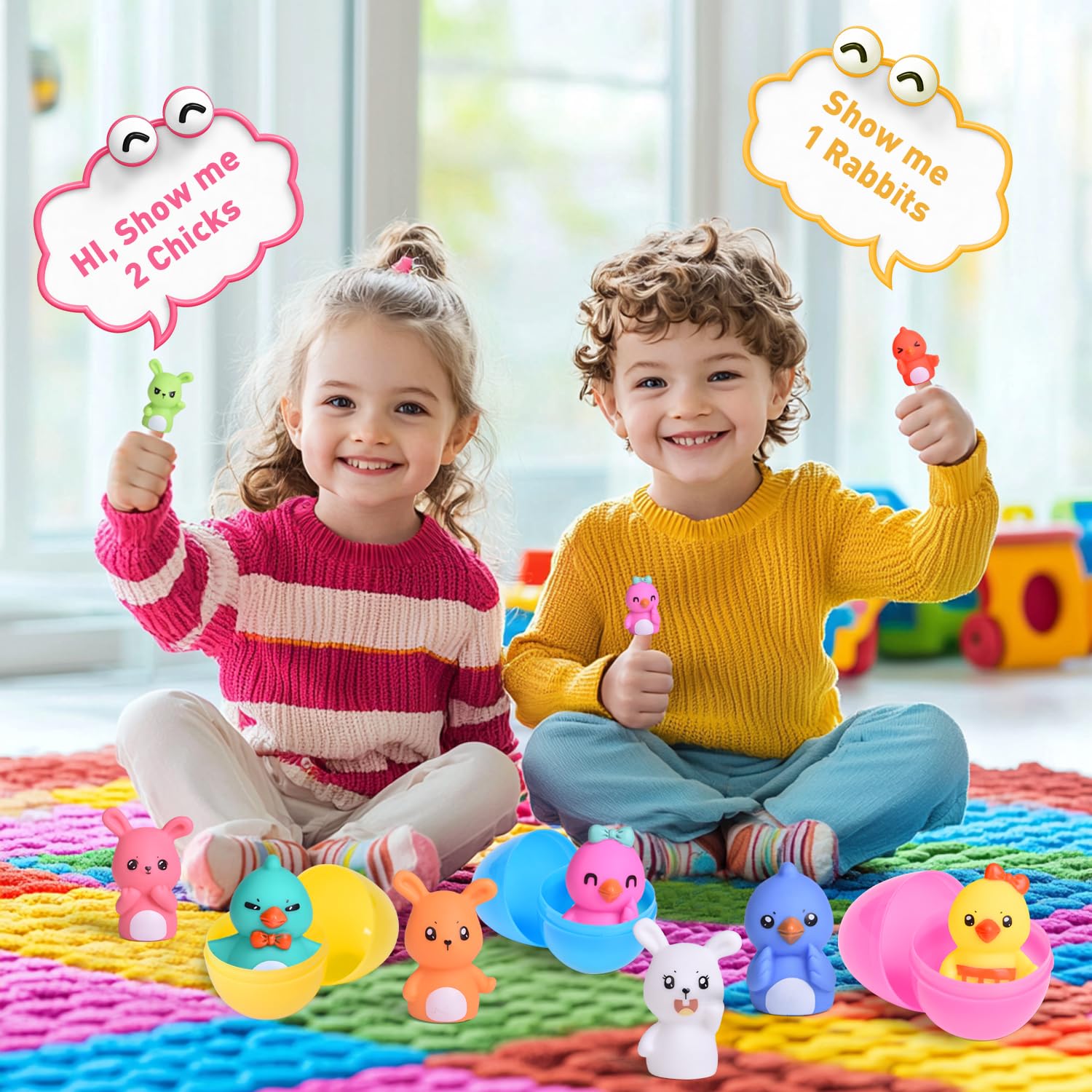 FUN LITTLE TOYS Easter bath toy set adds color to the tub.