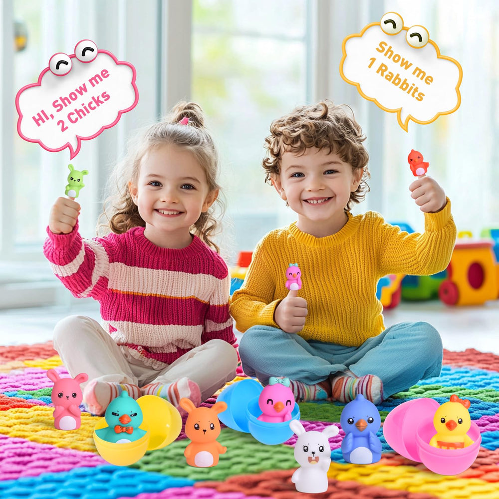 FUN LITTLE TOYS Easter bath toy set adds color to the tub.
