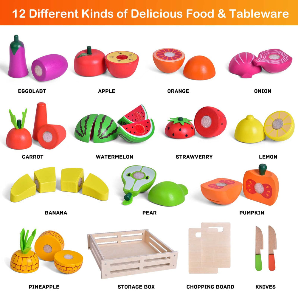 FUN LITTLE TOYS wooden pumpkin piece for vibrant kitchen play