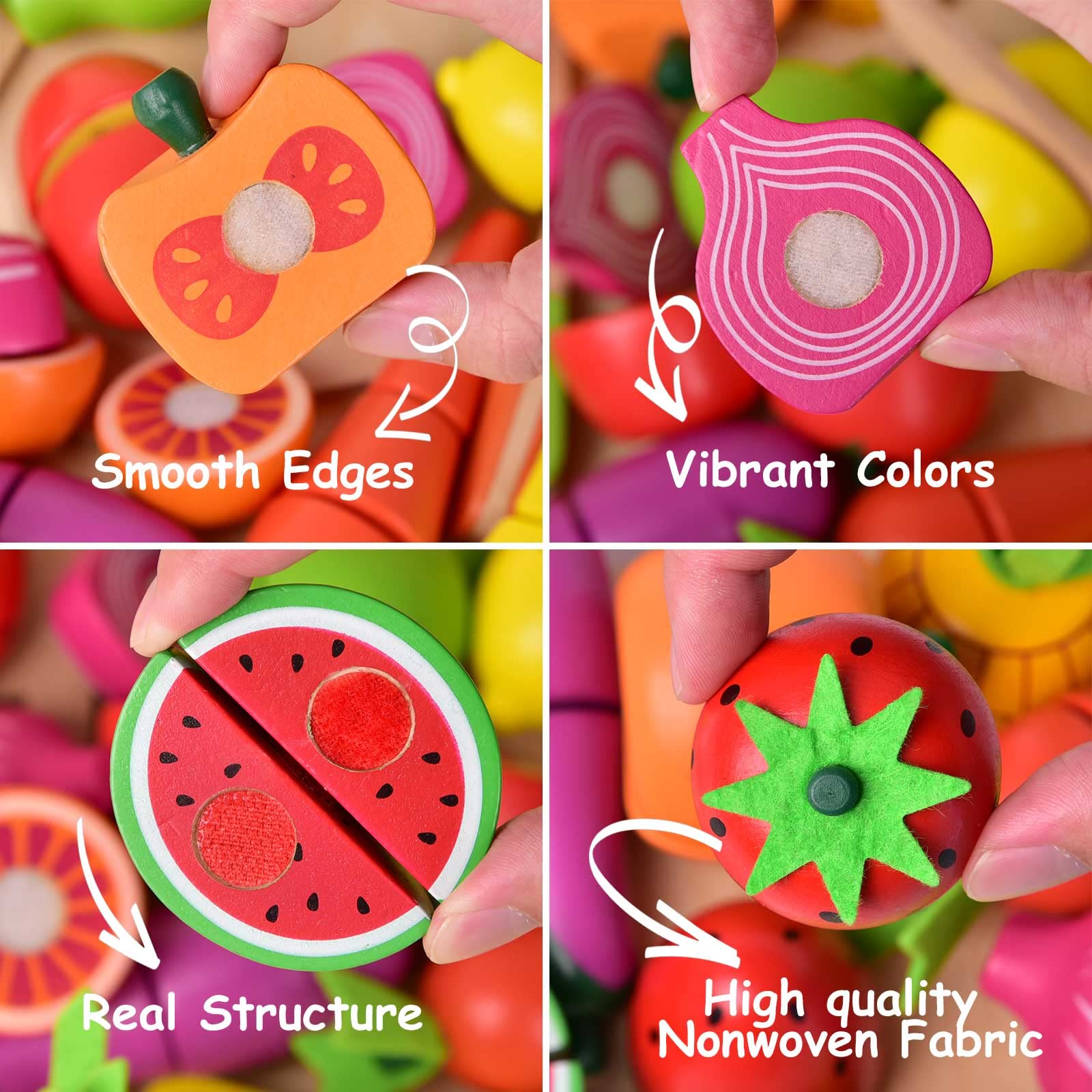 FUN LITTLE TOYS wooden watermelon slice for pretend snacks
