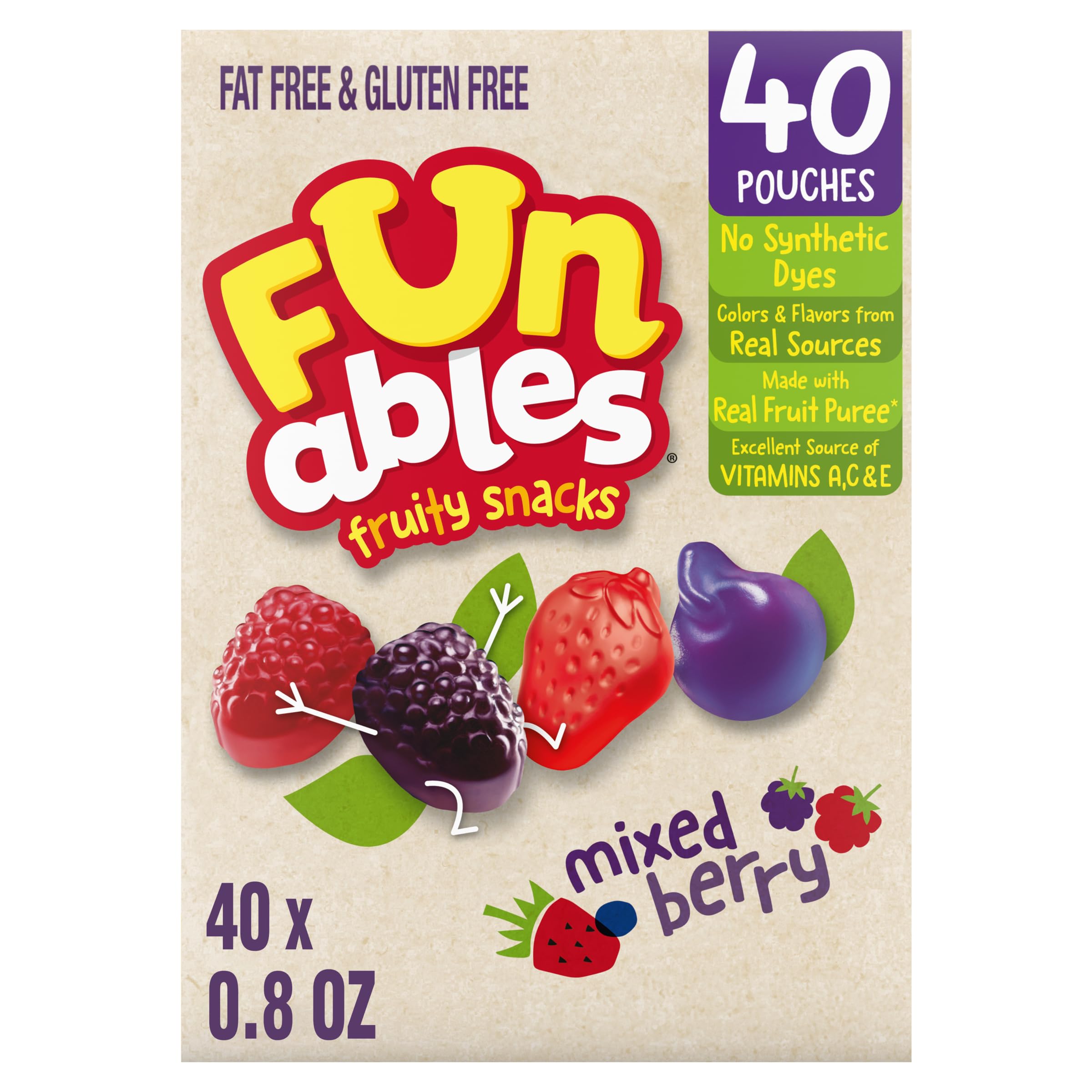 Funables Mixed Berry Fruity Snacks box front for quick snacking