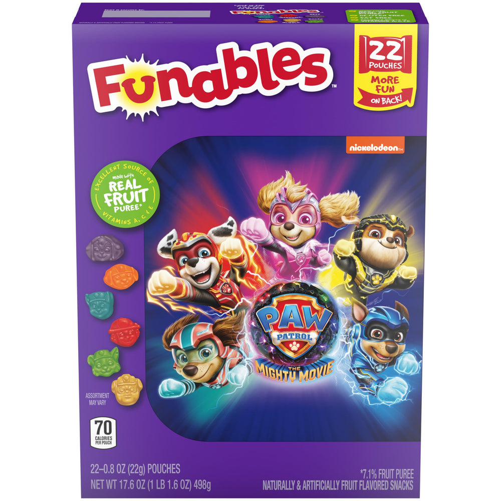 Funables PAW Patrol snacks are fat-free and vitamin-rich, ideal for busy days.