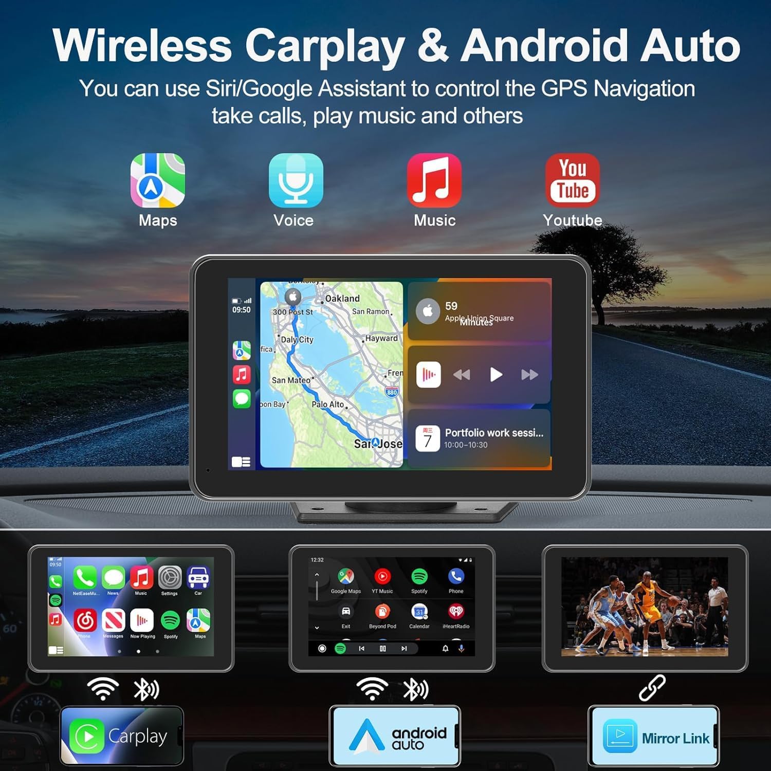 FUNAURORE 7-inch HD touchscreen displaying crisp UI and responsive navigation