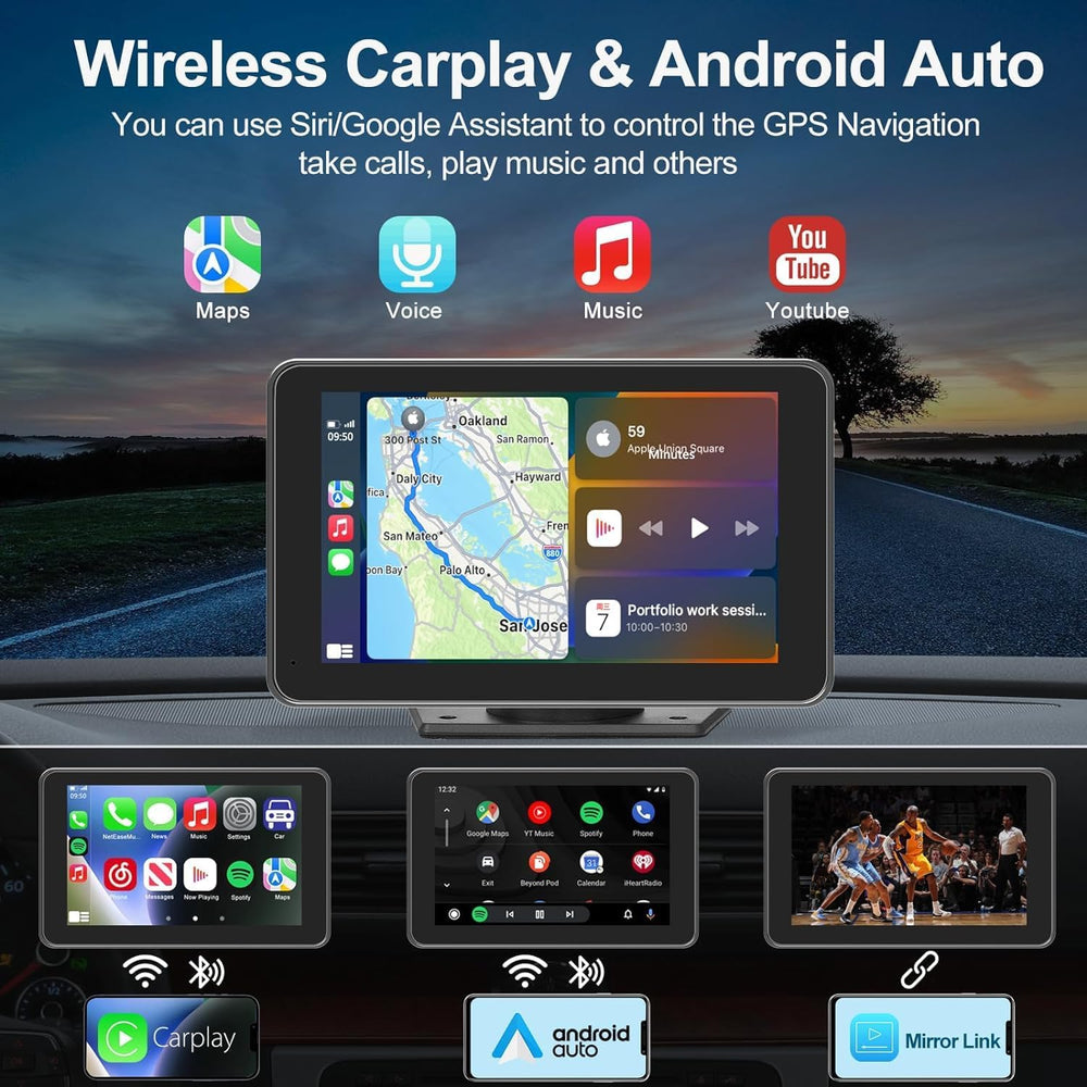 FUNAURORE 7-inch HD touchscreen displaying crisp UI and responsive navigation