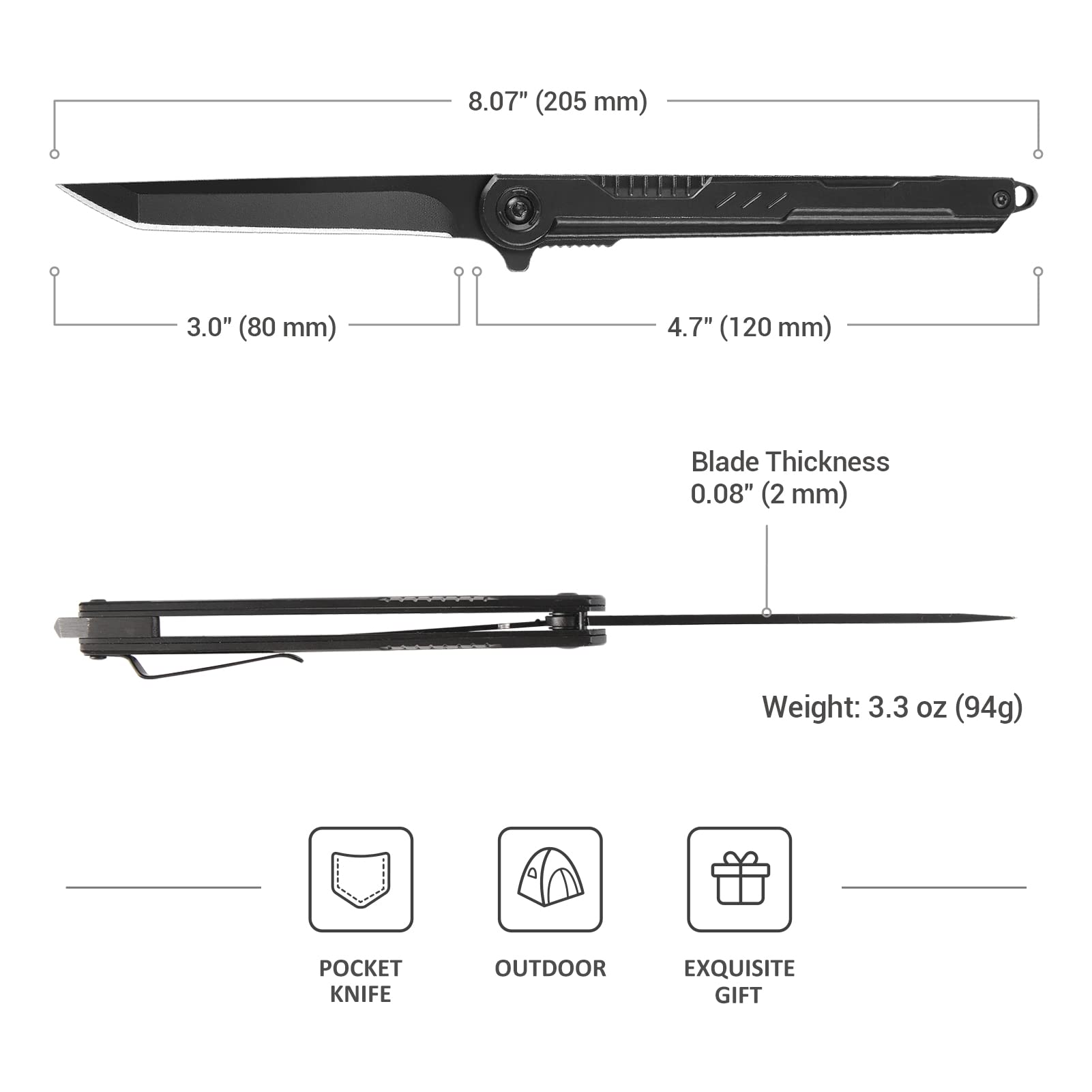 FUNBRO EDC knife gift-ready packaging suitable for stocking stuffers.
