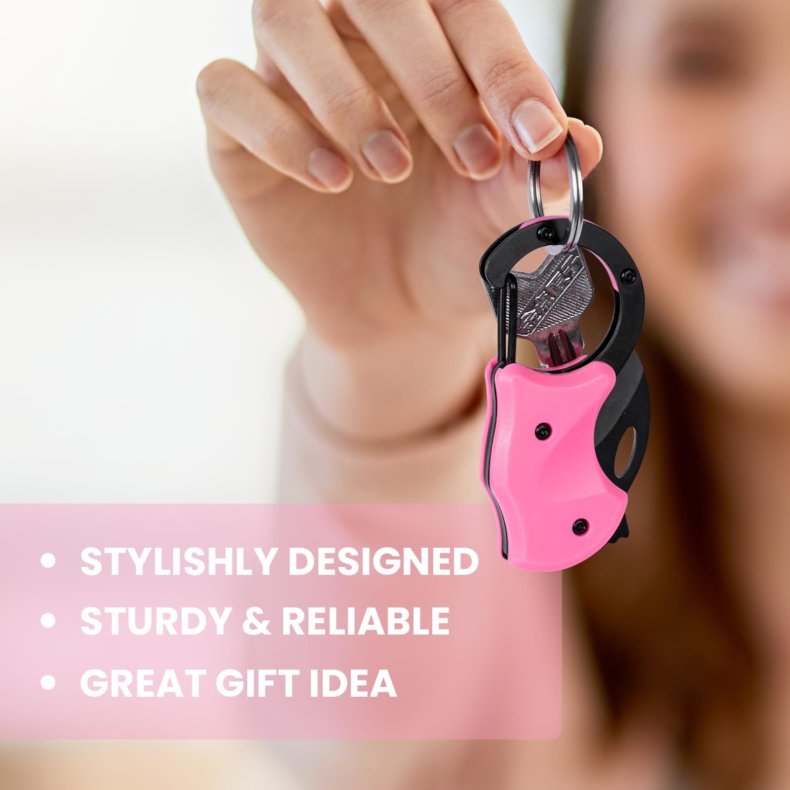 FUNBRO pink keychain knife open blade ready for quick tasks