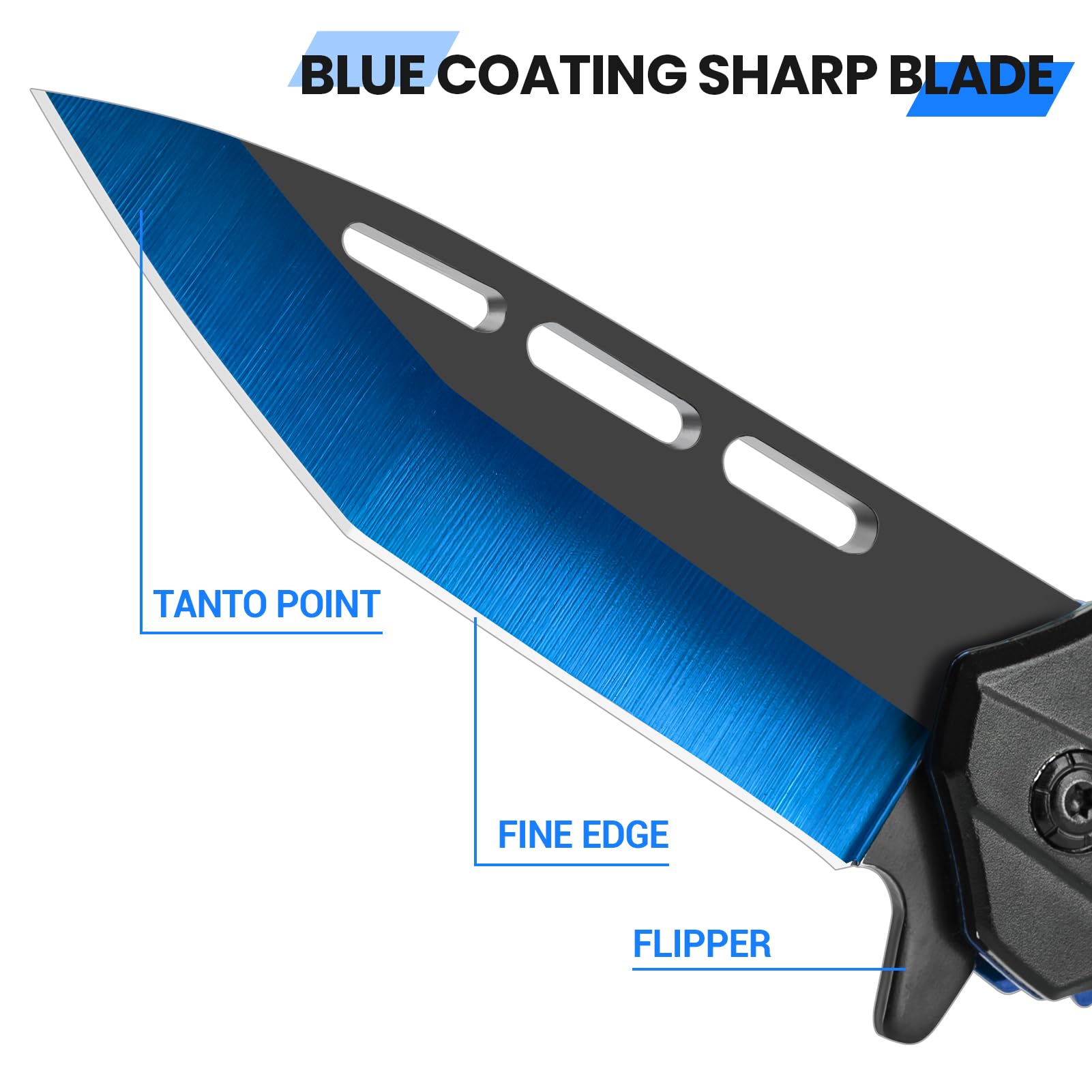 FUNBRO folding knife aluminum handle provides a secure grip in any condition.