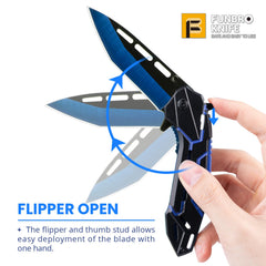 FUNBRO blade-blue-coating close-up highlights corrosion resistance for durable outdoor use.
