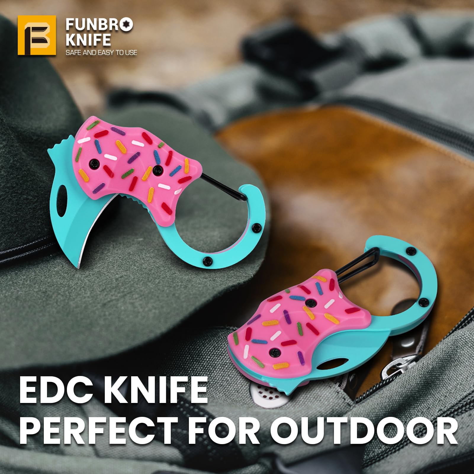 FUNBRO slim pocket knife with carabiner-friendly design