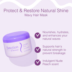 Bottle of Function of Beauty Wavy Hair Mask during application on defined waves.