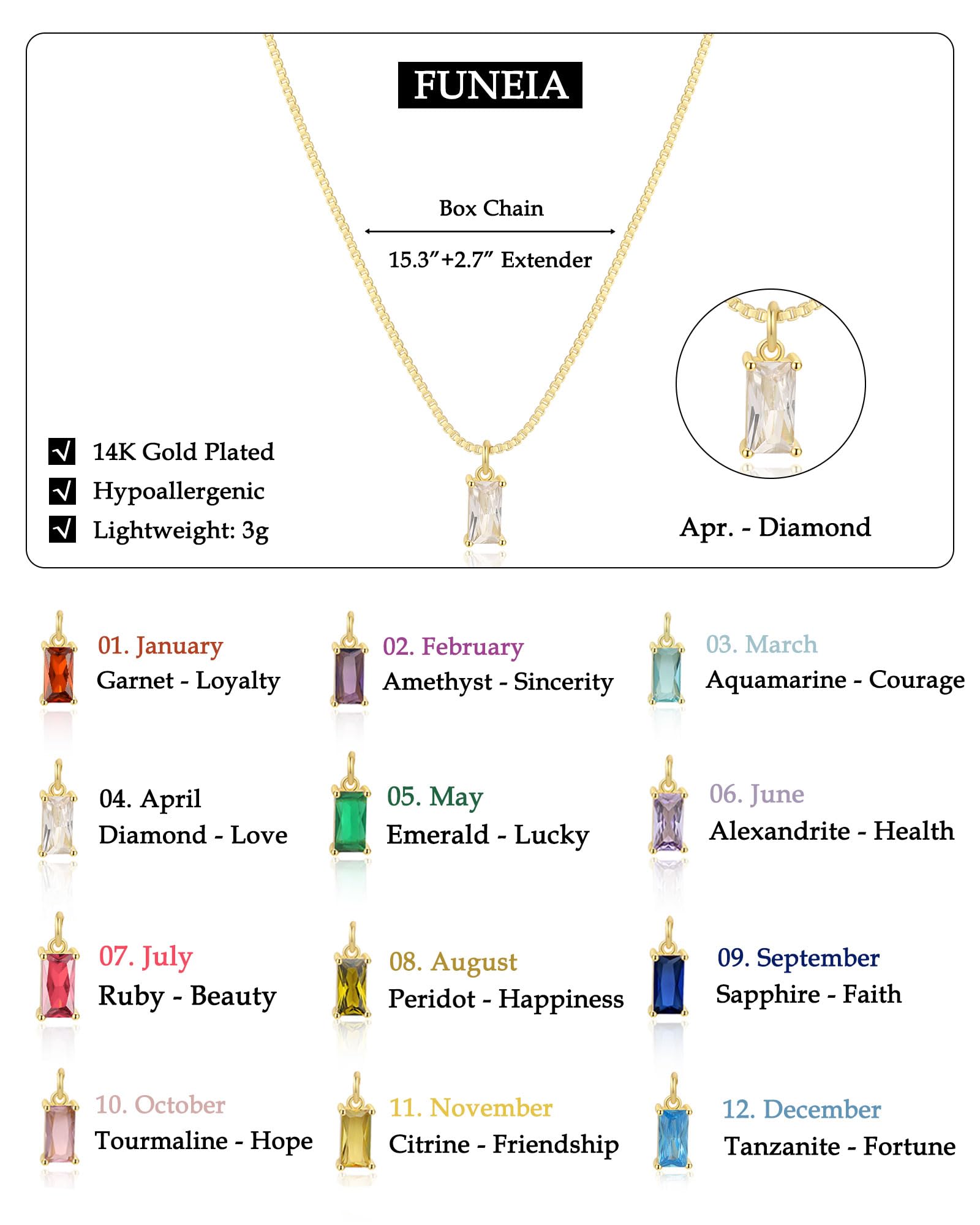 FUNEIA adjustable chain length ensures a perfect fit for any neckline.