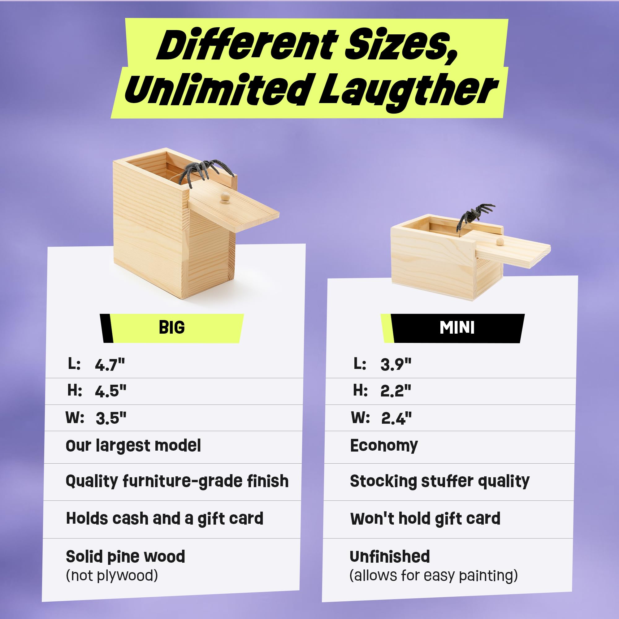 FunFamz Spider Prank Box hidden gift compartment for double surprise.