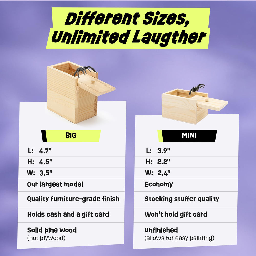 FunFamz Spider Prank Box hidden gift compartment for double surprise.
