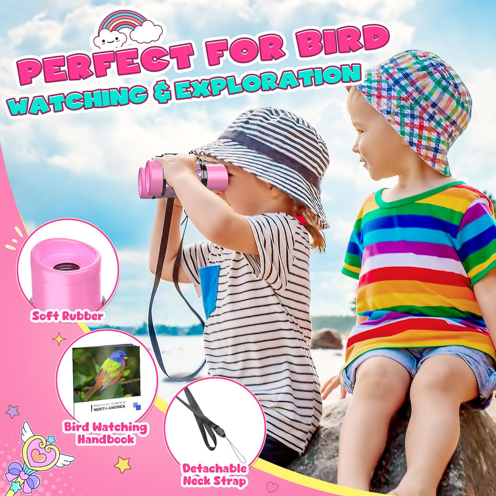 FunforFun Unicorn Binoculars pink side view shows compact, kid-friendly design.