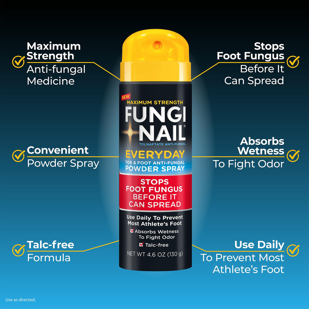Fungi-Nail Everyday Powder Spray dispensing action for quick, dry application.