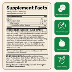 Fungies Best Multi Mushroom Gummies label highlighting vegan, gluten-free formula.