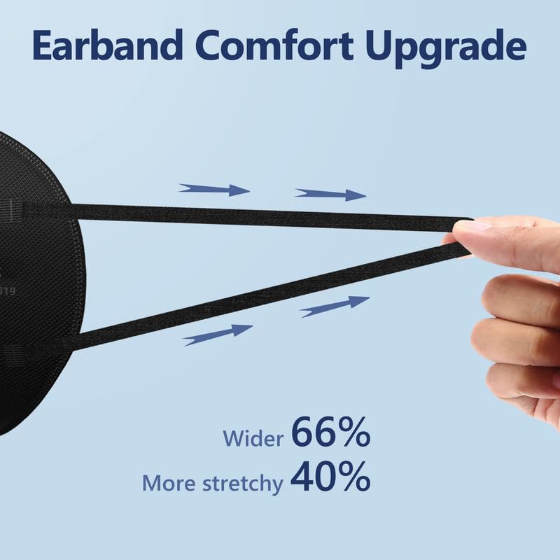 Funight KN95 black disposable masks offering protection against dust and PM2.5.