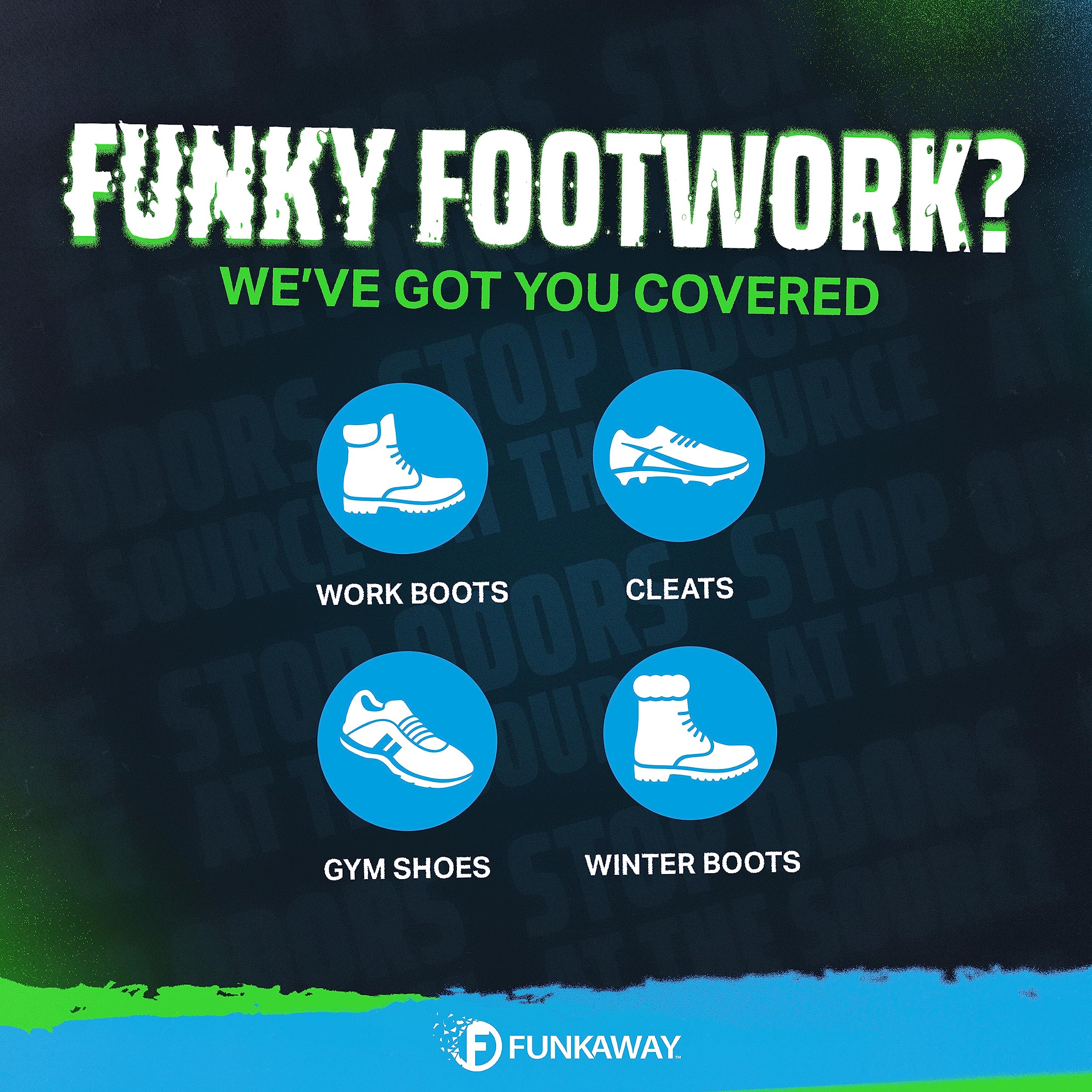 FunkAway deodorizer spray for gear keeps non-washable items fresh between uses.
