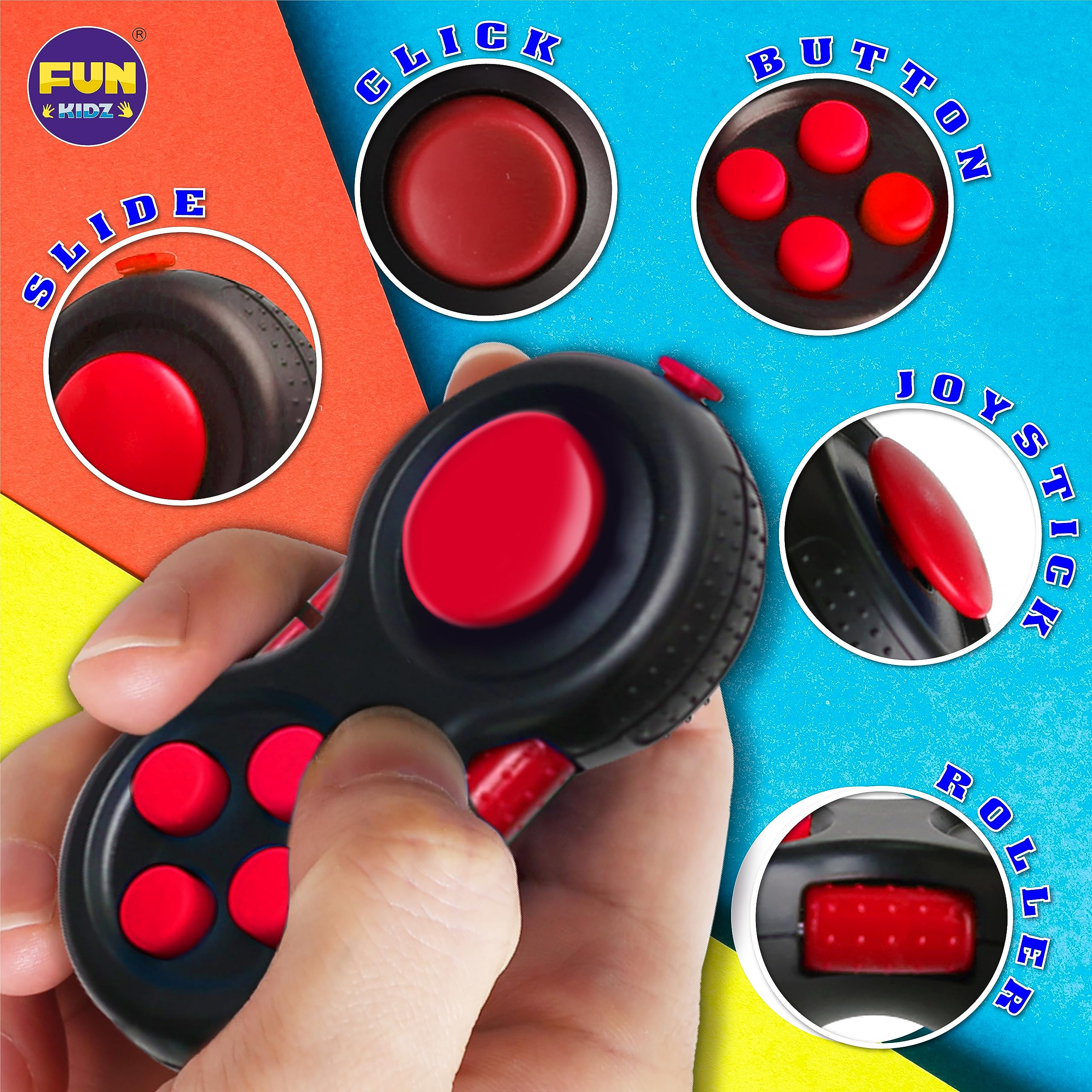FunKidz Fidget Spinners spinning in vibrant pack