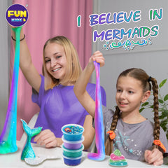 FunKidz Mermaid Slime Kit pearl slime features soft shimmer for cozy sensory play.